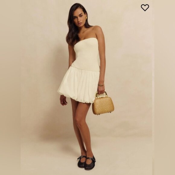 NWT Reformation Margot Cotton Mini Dress in Fior Di Latte Size Medium $248 - Picture 4 of 6